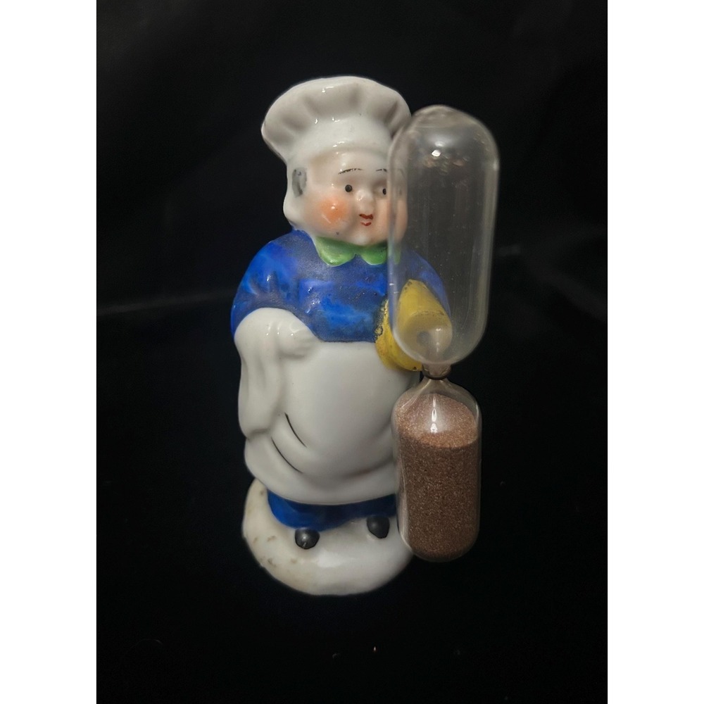 Occupied Japan Chef Baker Original Sand Timer Rolling Pin Vintage Porcelain